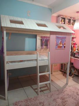 Cama de Casinha - Princesa com cortina e janelas