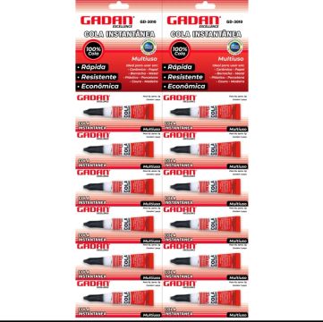 Cartela de Cola Instantânea com 12 unidades. Igual o Super Bonder.
