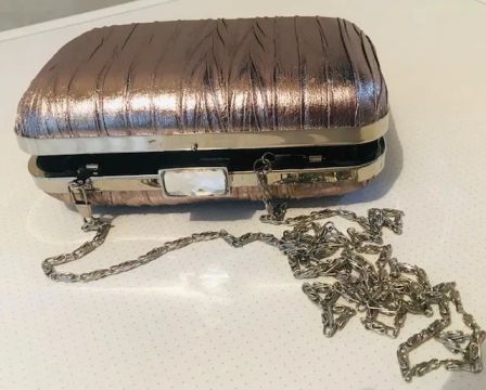 Bolsa de festa - clutch - cor champagne metalizada