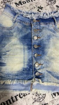 Saias Jeans Desfiado Azul Claro