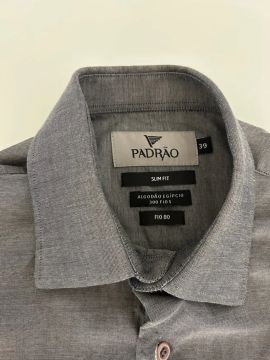 Camisa Social Slim Fit Padrão 39 Cinza
