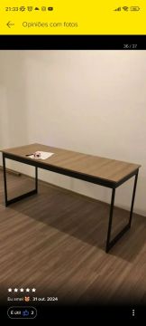 Mesa de Escritório Moderna em Madeira e Aço