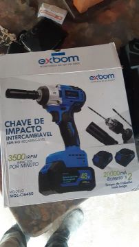 Chave de Impacto Exbom 48V 20000mA - Intercambiável - Sem Fio - Recarregável