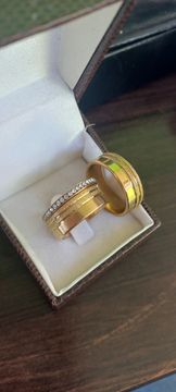Par alianças + anel aparador  banhadas a ouro 18k 