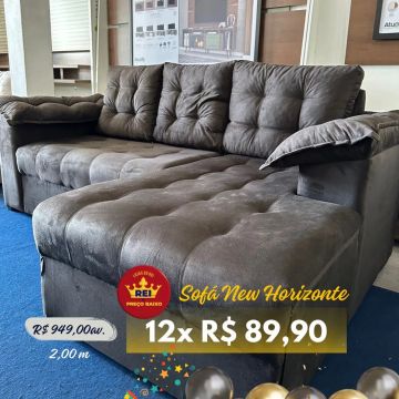 Sofá Chaise 3 assentos 12x de R$89,90