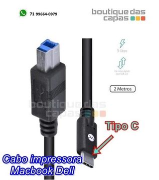 Cabo para Impressora Usb 3.1  tipo c  Type-c X Usb B 3.0 XC-CI-06 2 metros macbook