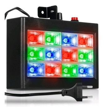 Strobo Rítmico 12 Leds Rgb Iluminação Festa Balada Dj Bivolt