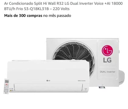 Ar Condicionado Split LG 18000 BTUs Frio Dual Inverter