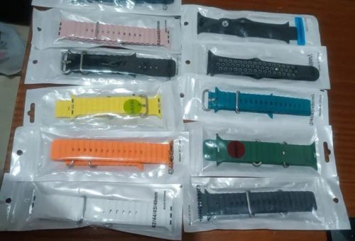 Pulseira para relógio inteligente. Silicone ondulado/ aço milanez. Várias cores.