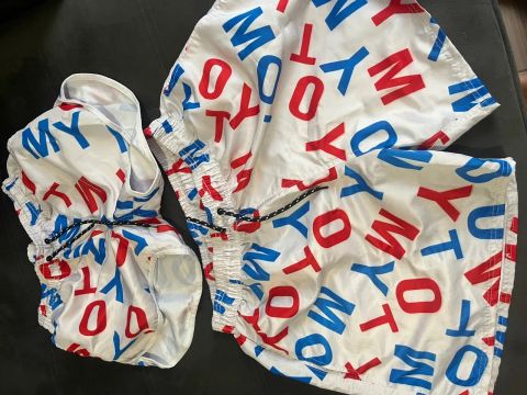 Conjunto Shorts Tommy Casal - Azul e vermelho 