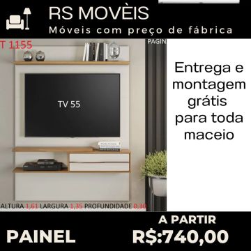 Painel para TV 55 polegadas com prateleira e nicho