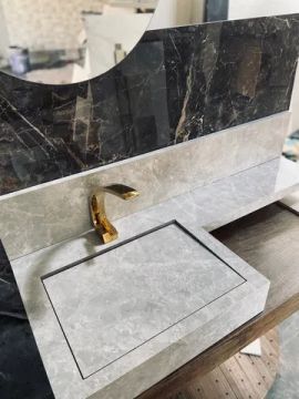 Pia esculpida em porcelanato 
