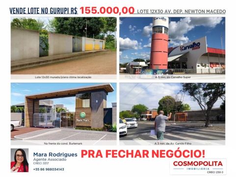Lote 12x30 no Gurupi - R$ 155.000,00 Área 360 m2