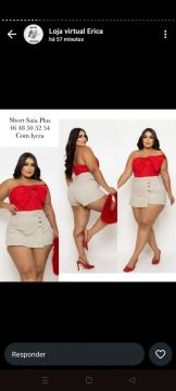Short Saia Plus Size - Vermelho - Novo