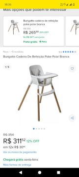 Cadeira de Refeição Burigotto Poke Polar Branca - Nova