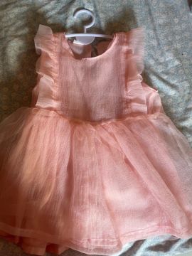Vestido de tule rosa bebê - tamanho 1a6 meses 