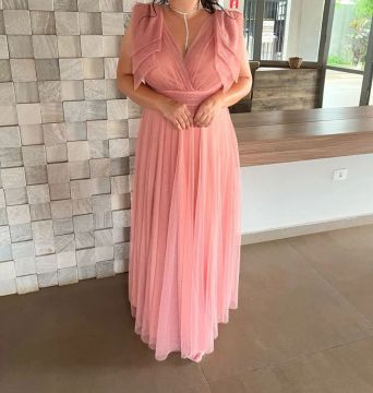 Vestido de festa Tule - Rosa com Brilho 