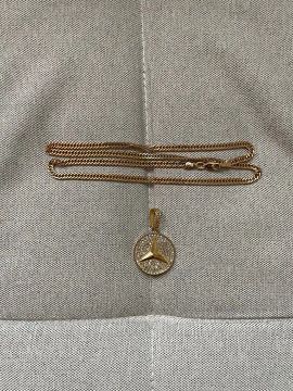Cordão de Ouro Rommanel com Pingente Mercedes Benz Cravejado