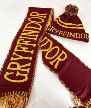 Conjunto de cachecol e gorro Grifinória Harry Potter