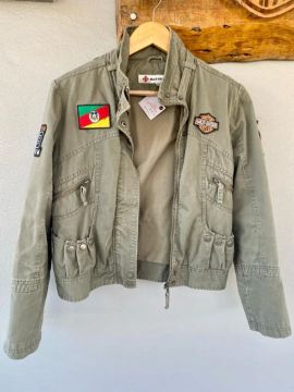 Jaqueta Jeans Patches Harley Davidson