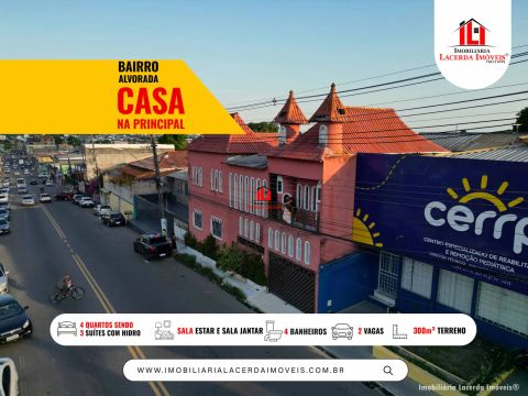 Casa comercial ou Residencial com 4 quartos sendo 3 suítes com hidromassagem;