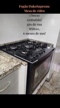 Fogão Dako 5 bocas mesa de vidro