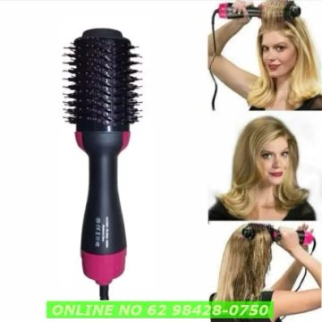 Escova Secadora Alisador Elétrica Quente Cabelo Com 3 Em1 
