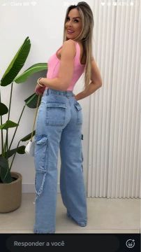 Calça Jeans Cargo Azul Claro