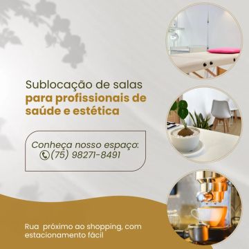 Aluguel de salas para profissionais da saúde e estética