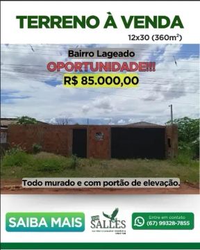 Terreno para venda com 360 metros quadrados em Parque do Lageado - Campo Grande - MS
