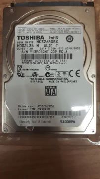 HD Toshiba de 320 GB para Notebook