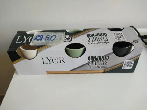 Conjunto 3 Bowls Lyor Bandeja em Bambu (Novo)
