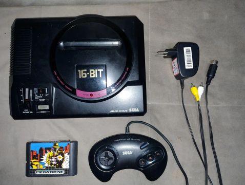 Mega Drive 1 Japonês original + controle original japonês + cartucho dick trace original 
