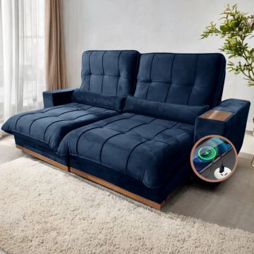 Sofá Retrátil e Reclinável 2,50m Super Design Molas Ensacadas tt64