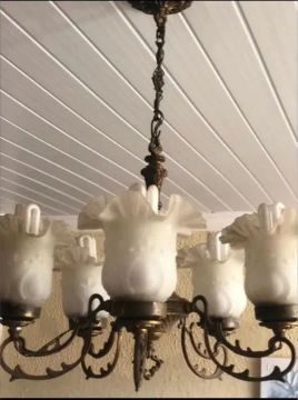 Lustre antigo provençal 5 tulipas 