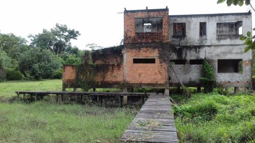 Terreno com área verde  casa e depósito 