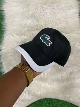 Boné Lacoste Preto com Detalhe Crocodilo Verde