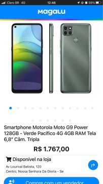 Motorola Moto G9 Power 128GB - Verde Pacífico - Tela 6,8'' - Câmera Tripla