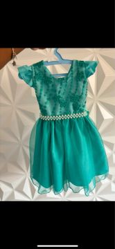 Vestido de festa infantil verde esmeralda