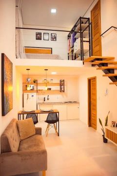 Apartamento Mobiliado - Lindo Loft tipo Industrial, decorado e 100% Climatizado.