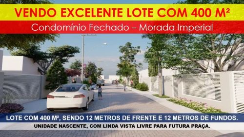 Vendo lote 400m² (sendo 12 de frente/fundos). Dentro do melhor condomínio da 26 de Setembr