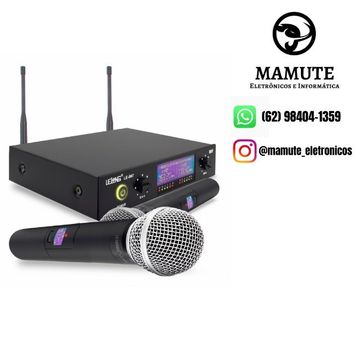Microfone Duplo Sem Fio Profissional LE-907 Uhf Digital Bivolt