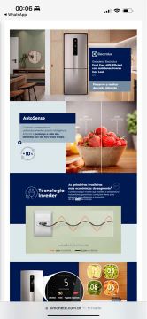 Geladeira Electrolux Frost Free 400L Eficient com AutoSense Inverse Inox Look