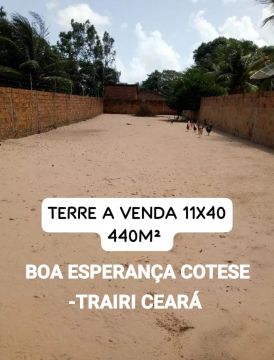 Terreno à venda Boa esperança Trairi-Ce Todo Murado 11X40
