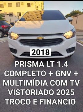 GM Chevrolet Prisma Lt 1.4 Mecanico Completo + Gnv + Multimidia e TV