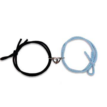 Pulseira Coração Magnético para Namorados, Casais, Amigos - Conjunto Duas Partes Metades