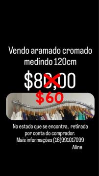 Aramado Cromado 120cm - R$60