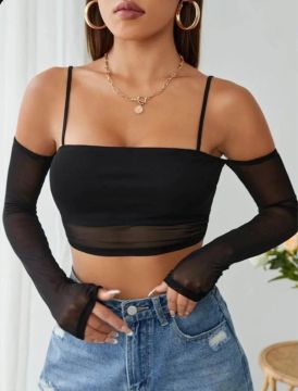 Cropped ombro caído com alça 