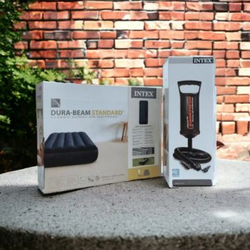 Kit de Colchão inflável com inflador Solteiro