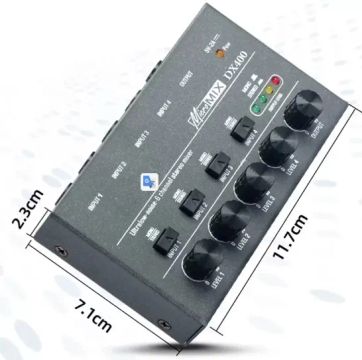 Mixer DX400 de áudio estéreo profissional de 4 canais